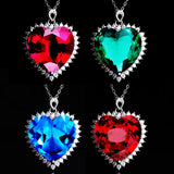 Romantic Heart Charm Pendant Necklace with Zircon Stone, Engagement Jewelry