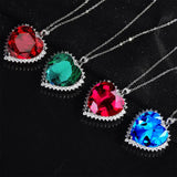 Romantic Heart Charm Pendant Necklace with Zircon Stone, Engagement Jewelry