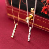 925 Silver Necklace Geometric Strip Pendant Neck Chain