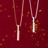 925 Silver Necklace Geometric Strip Pendant Neck Chain