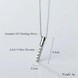 925 Silver Necklace Geometric Strip Pendant Neck Chain