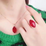 14K Rose Gold 585 Purple Ruby Pendant Necklace