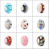 925 Sterling Silver Large Hole Colorful Music Note Flower Glass Charm Beads