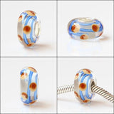 925 Sterling Silver Large Hole Colorful Music Note Flower Glass Charm Beads