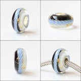 925 Sterling Silver Large Hole Colorful Music Note Flower Glass Charm Beads