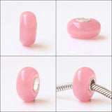 925 Sterling Silver Large Hole Colorful Music Note Flower Glass Charm Beads