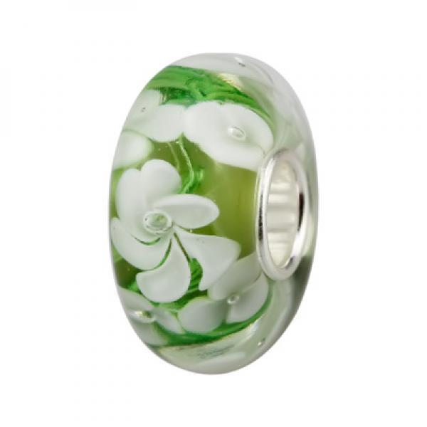 925 Sterling Silver Large Hole Charm Glass Beads Flowers Fit European Bracelet