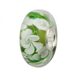 925 Sterling Silver Large Hole Charm Glass Beads Flowers Fit European Bracelet