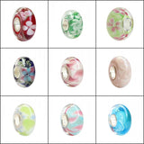 925 Sterling Silver Large Hole Charm Glass Beads Flowers Fit European Bracelet