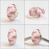 925 Sterling Silver Large Hole Charm Glass Beads Flowers Fit European Bracelet