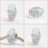 925 Sterling Silver Large Hole Charm Glass Beads Flowers Fit European Bracelet