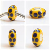 Large Hole Colorful 3D Flowers Spot Charm Glass Beads