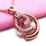 14K Rose Crystal Screw Necklace Vintage Pendant Wedding Jewelry