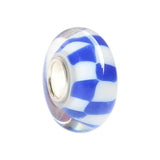 925 Sterling Silver Large Hole Flower Board Rainbow Spot Charm Glass Bead