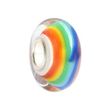 925 Sterling Silver Large Hole Flower Board Rainbow Spot Charm Glass Bead