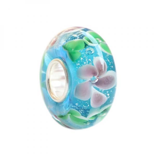 925 Silver 3D Flowers Glass Beads for European Bracelet