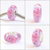 925 Silver 3D Flowers Glass Beads for European Bracelet