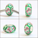 925 Silver 3D Flowers Glass Beads for European Bracelet