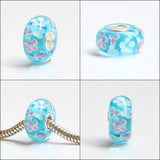 925 Silver 3D Flowers Glass Beads for European Bracelet