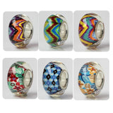 925 Silver Large Hole Beads Colorful Flower Charm Beads