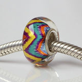 925 Silver Large Hole Beads Colorful Flower Charm Beads