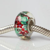 925 Silver Large Hole Beads Colorful Flower Charm Beads