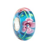925 Silver Colorful 3D Flowers Glass Charm Beads for Bracelet
