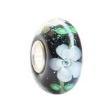 925 Silver Colorful 3D Flowers Glass Charm Beads for Bracelet