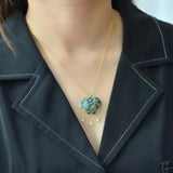 Court-Style Jewelry Inlaid with Hetian Jade Necklace Enamel Flower Pendants