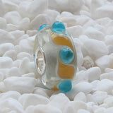 925 Sterling Silver Large Hole Yellow Glass Charm Bead Fits European Bracelet