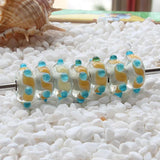 925 Sterling Silver Large Hole Yellow Glass Charm Bead Fits European Bracelet