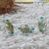 925 Sterling Silver Large Hole Yellow Glass Charm Bead Fits European Bracelet