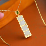 Hetian Chalcedony Bamboo Pendant Necklace Women's Silver Jewelry
