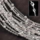 10PCS 16-30'' 925 Sterling Silver Necklace w/Balls For Pendant