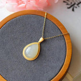 Silver Inlaid Hotan Jade Drop Pendant Necklace