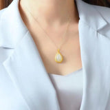 Silver Inlaid Hotan Jade Drop Pendant Necklace