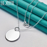 925 Silver Round Card Tag Pendant Necklace 18-30 Inch Chain Women Wedding Gift