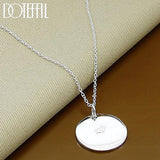925 Silver Round Card Tag Pendant Necklace 18-30 Inch Chain Women Wedding Gift