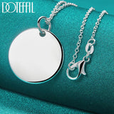 925 Silver Round Card Tag Pendant Necklace 18-30 Inch Chain Women Wedding Gift