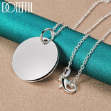 925 Silver Round Card Tag Pendant Necklace 18-30 Inch Chain Women Wedding Gift