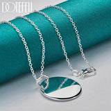 925 Silver Round Card Tag Pendant Necklace 18-30 Inch Chain Women Wedding Gift