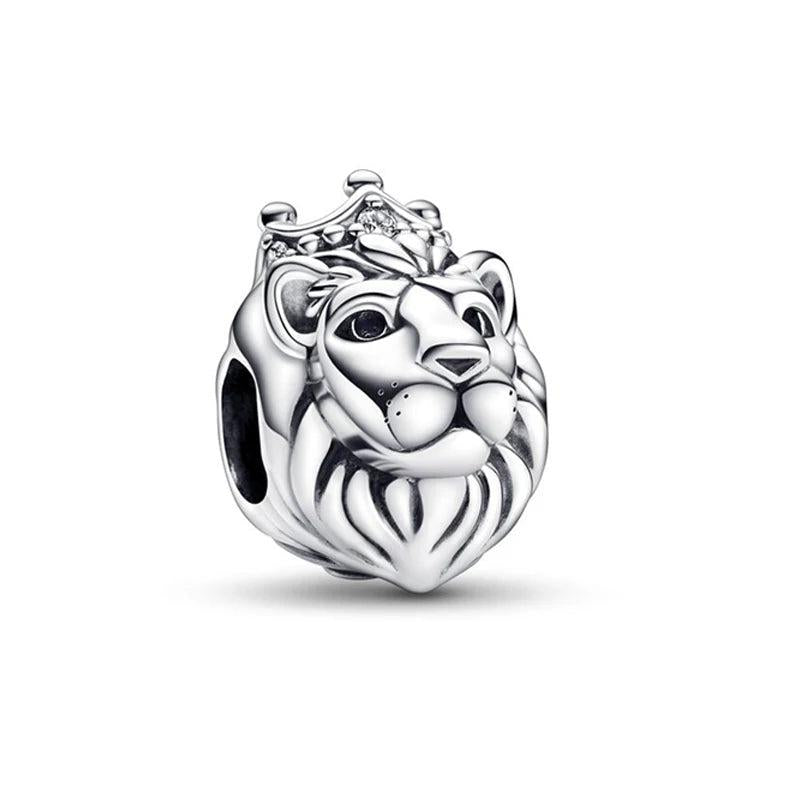 925 Silver Retro Lion Charm Bead for Jewelry DIY