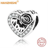 925 Sterling Silver Mom Heart Flower Charm Beads for Bracelet Necklace