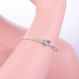 925 Sterling Silver Mom Heart Flower Charm Beads for Bracelet Necklace