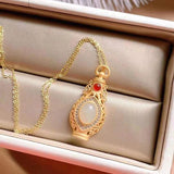 Hetian Jade Vase Pendant Diamond Necklace Vintage Chinese Style Ornaments