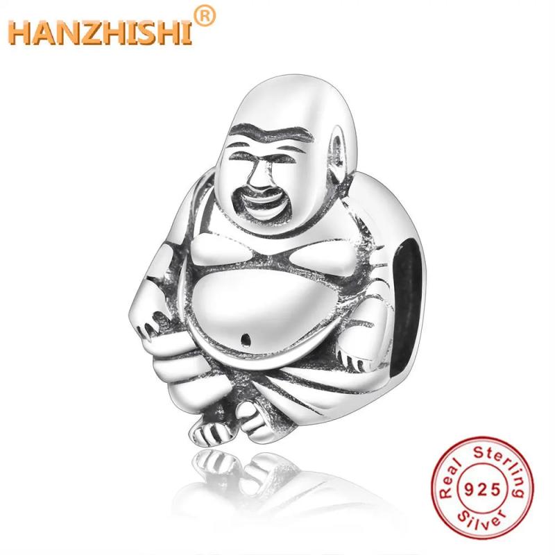 925 Sterling Silver Chinese Buddha Charms Beads for Bracelet Necklace