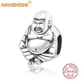 925 Sterling Silver Chinese Buddha Charms Beads for Bracelet Necklace