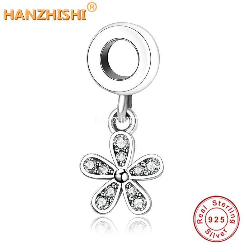 925 Silver Floral Pendant Charm for Bracelet Necklace DIY