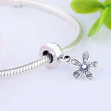 925 Silver Floral Pendant Charm for Bracelet Necklace DIY