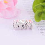 925 Sterling Silver MOM Heart Charms Beads for Bracelet Necklace Making